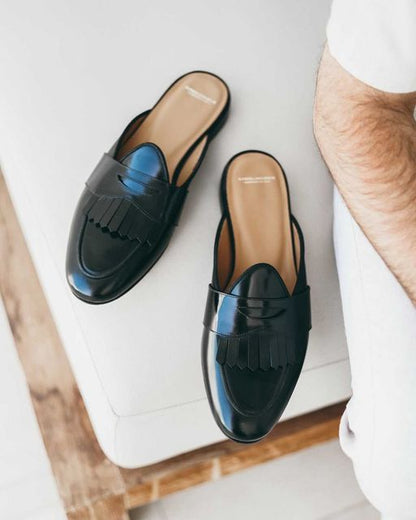HAND-POLISHED CALFSKIN BELGIAN MULES