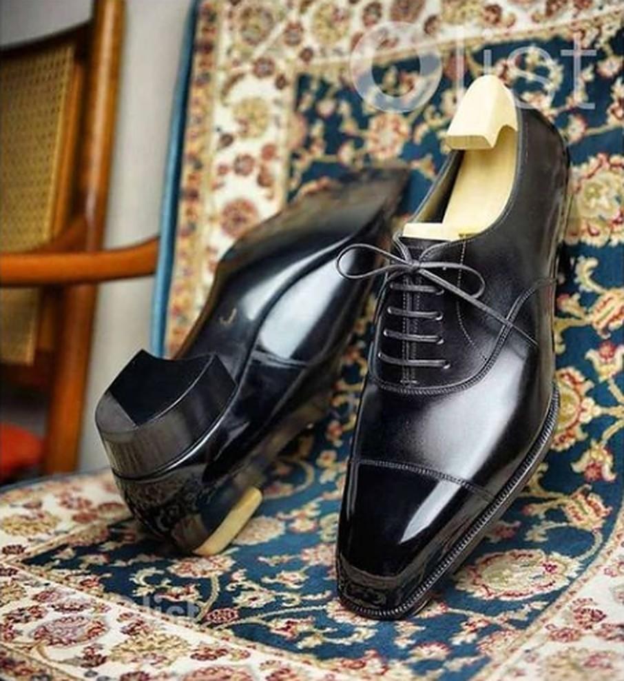 Handmade Mens Black Leather Formal