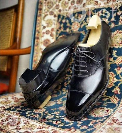 Handmade Mens Black Leather Formal