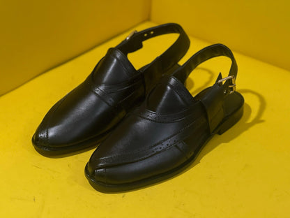 Black Classic Peshawri Chappal